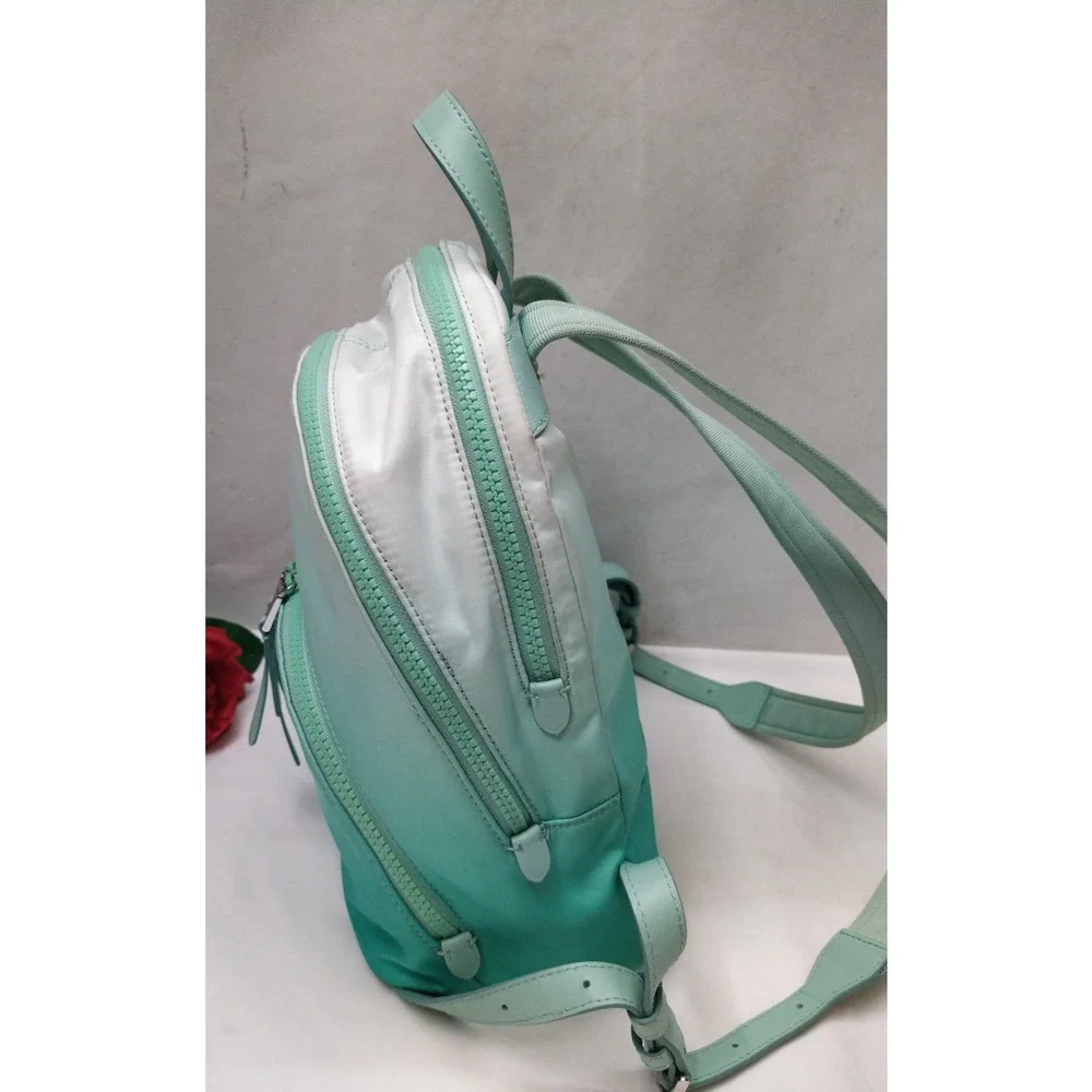 Kate Spade New York Blue White Nylon Zippers Top Handle Backpack